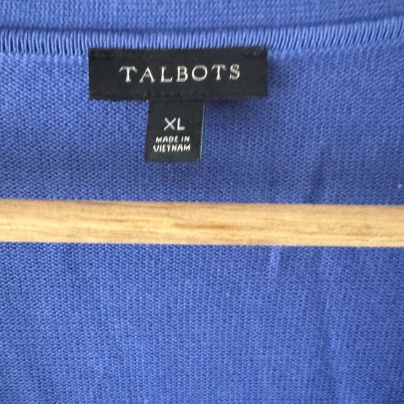 Talbots Blue Cardigan Sweater V-Neck Knit sz XL NWOT 234 - Picture 2 of 4